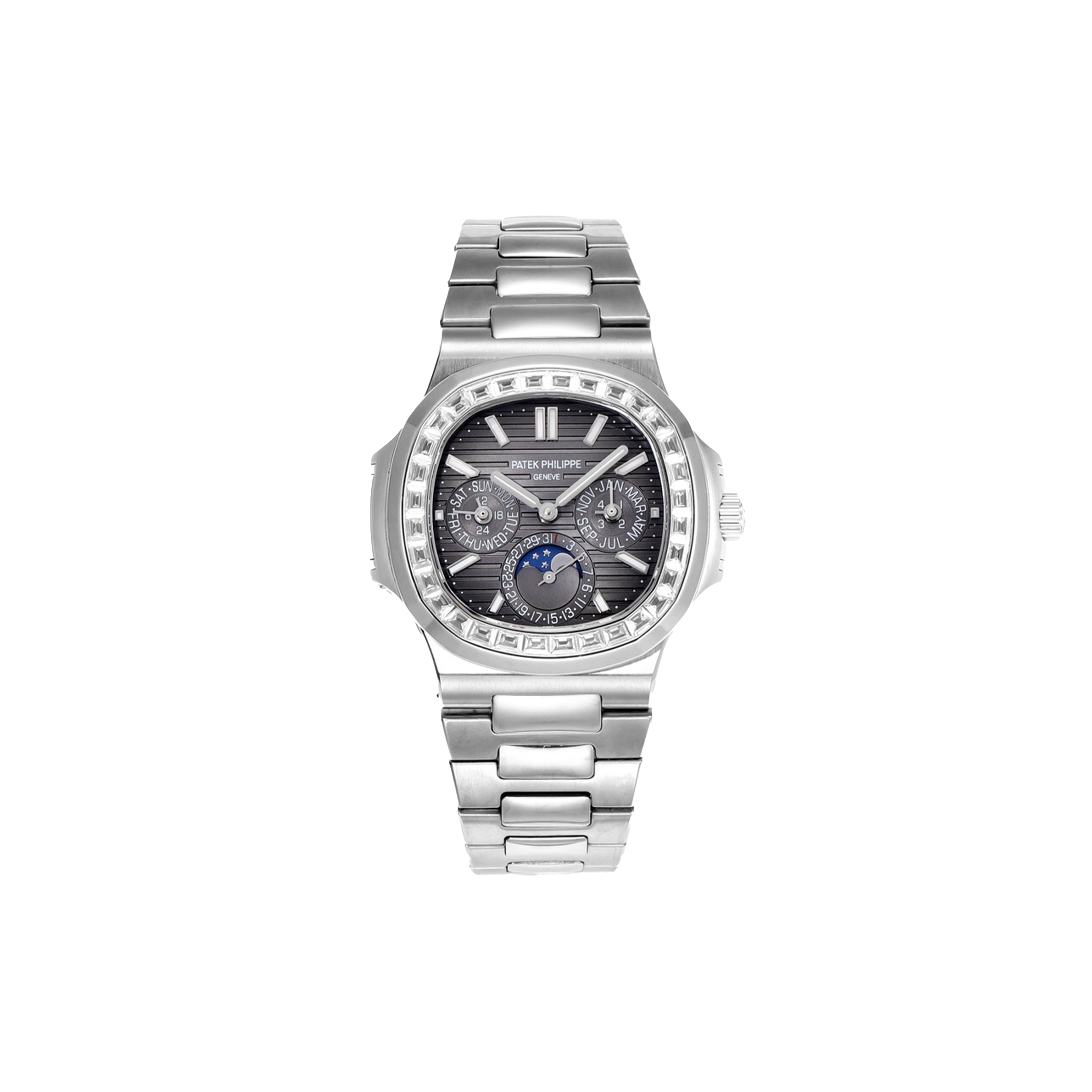 PATEK PHILLIPE NAUTILUS GREY DIAL WITH DIAMOND BEZEL IN STEEL 40MM WATCH 5740/1G-001